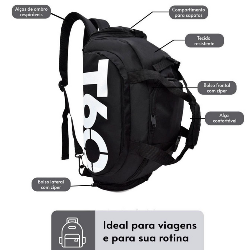 Kit Esporte T60 Bolsa e Pochete Viagem e Academia - Frete Grátis