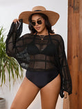 Blusa De Praia Solta Com Manga Morcego - Plus Size