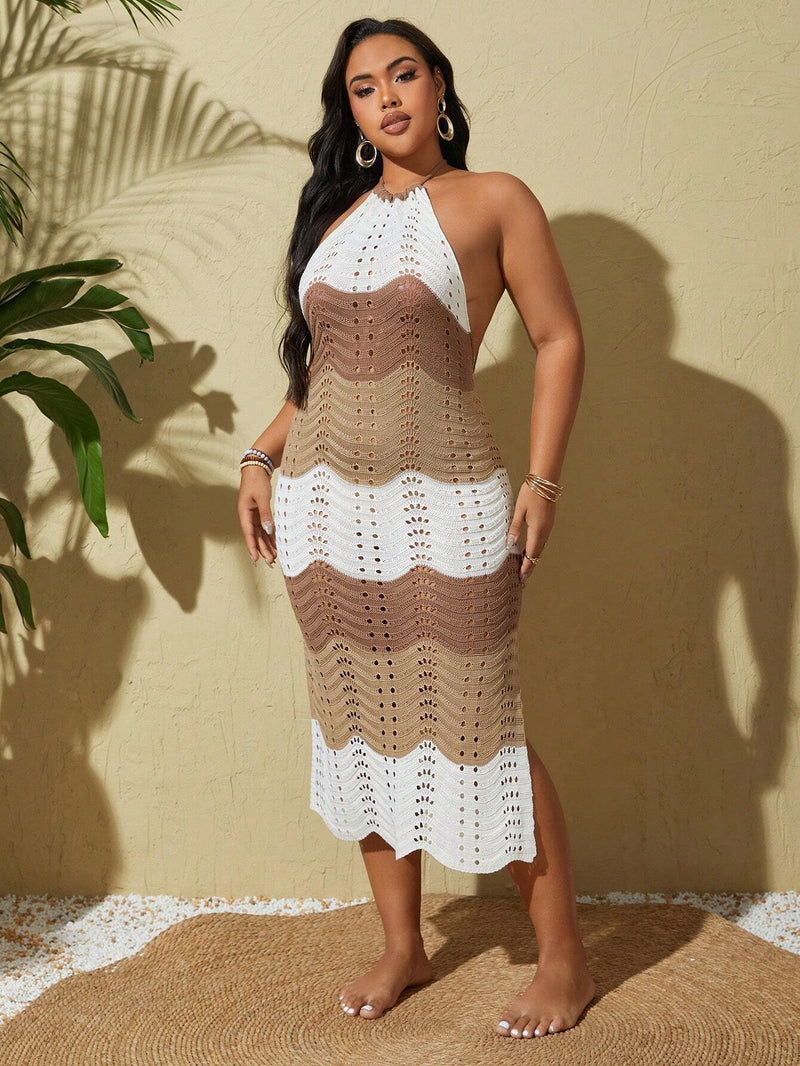 Vestido de Praia com Decote nas Costas - Plus Size